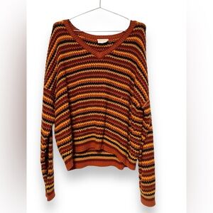 Loved and Adored v neck striped sweater size large